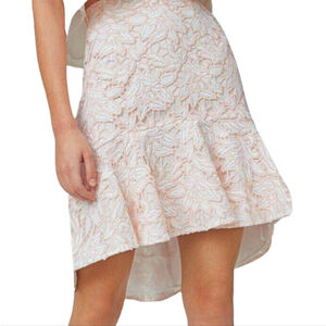 Club Monaco Blush Lace Midi Skirt Floral Embroidered High Waist Size 00